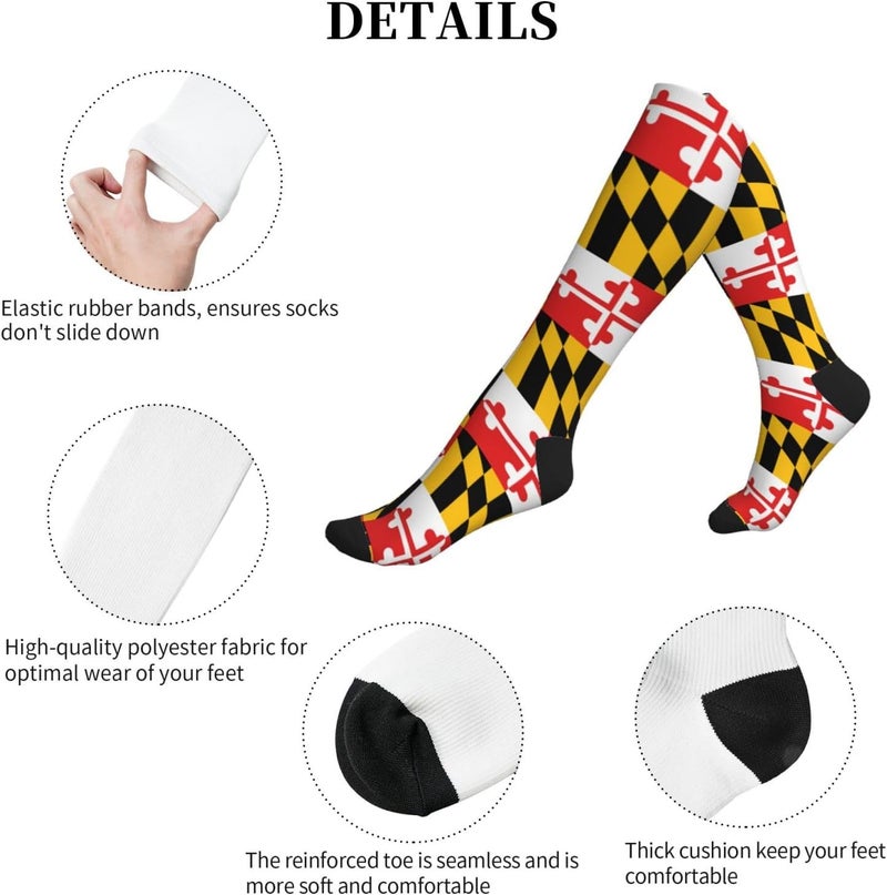 ACDRUING States Usa Maryland-Flag Socks For Women & Men Support Circulation For Nurse, Travel, Flight - Image 5